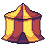 Pixel art circus tent. Leads to clown adoptables